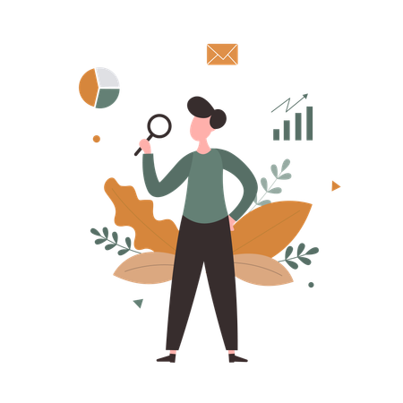 Geschäftsmann, der Diagrammdaten analysiert  Illustration