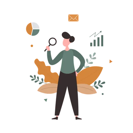 Geschäftsmann, der Diagrammdaten analysiert  Illustration