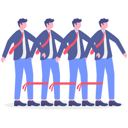 Geschäftsmann arbeitet im Team zusammen  Illustration