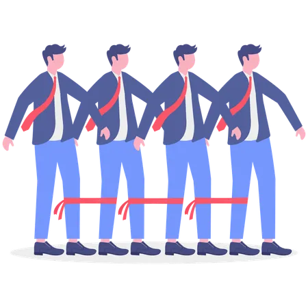 Geschäftsmann arbeitet im Team zusammen  Illustration