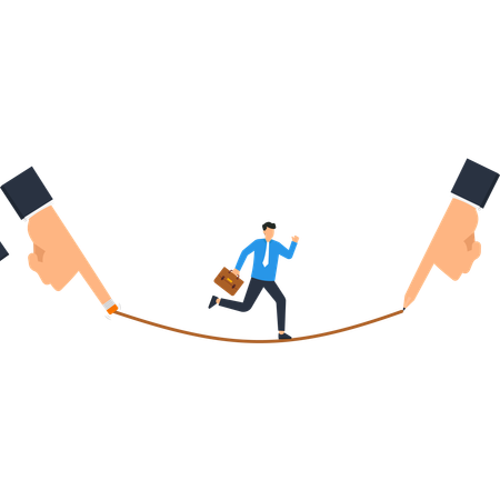 Geschäftsmann balanciert auf dem Drahtseil Risikomanagement  Illustration