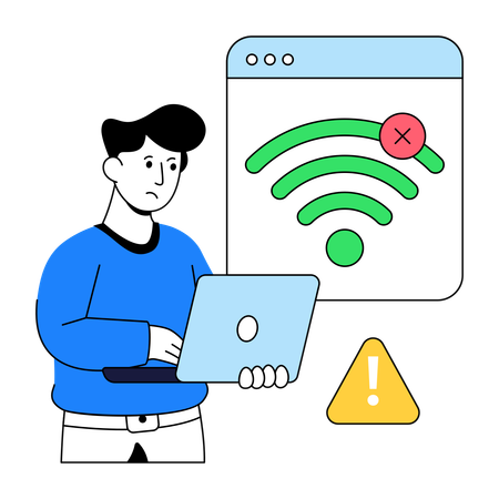 Geschäftsmann begegnet WLAN-Fehlerkorrektur  Illustration