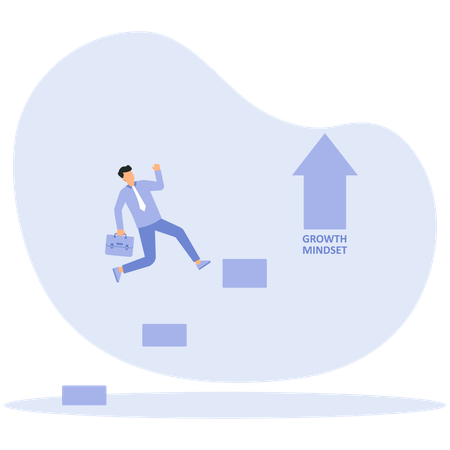 Geschäftsmann beginnt, Treppen zum Erfolg zu erklimmen  Illustration