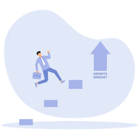 Geschäftsmann beginnt, Treppen zum Erfolg zu erklimmen  Illustration