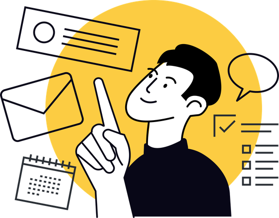 Geschäftsmann, der E-Mail-Management durchführt  Illustration