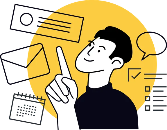 Geschäftsmann, der E-Mail-Management durchführt  Illustration