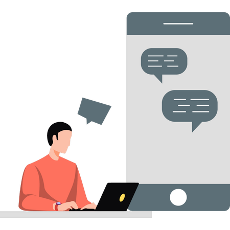 Geschäftsmann beim Online-Chat  Illustration