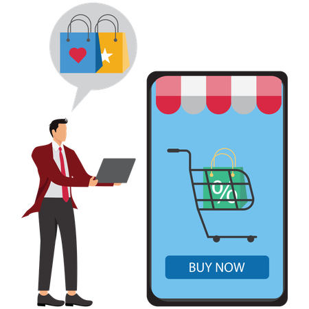 Geschäftsmann beim Online-Shopping  Illustration