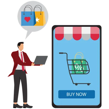 Geschäftsmann beim Online-Shopping  Illustration