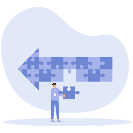 Geschäftsmann verwendet die Leiter, um das Pfeilsymboldiagramm zu buchstabieren  Illustration