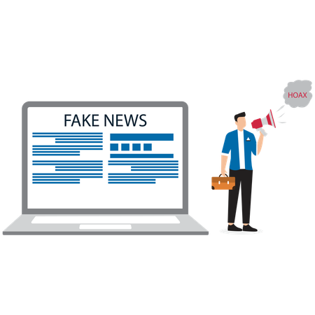 Geschäftsmann verbreitet Fake News über Megafon  Illustration