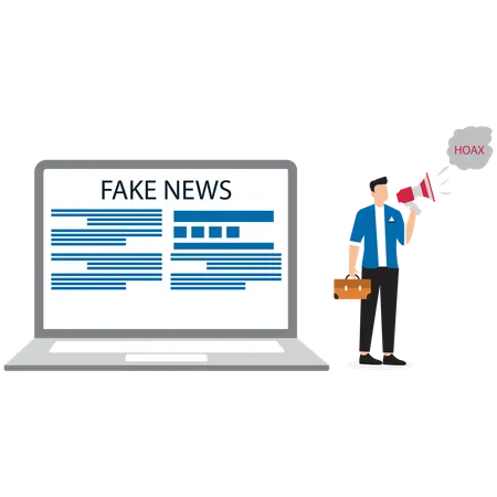 Geschäftsmann verbreitet Fake News über Megafon  Illustration