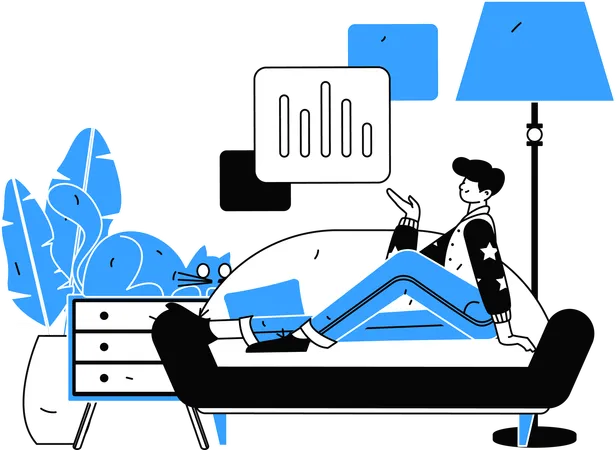 Geschäftsmann bespricht Analyseseite in Besprechung  Illustration