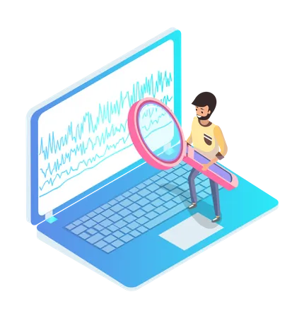 Geschäftsmann betrachtet Analysen  Illustration