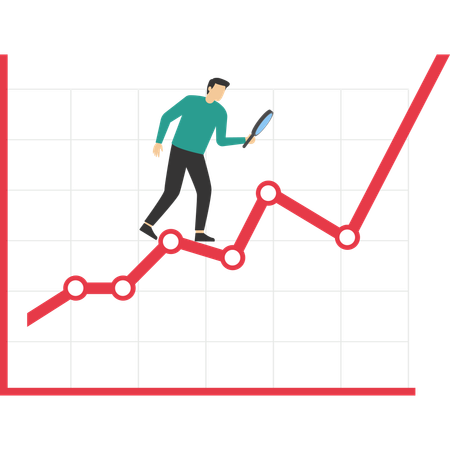 Geschäftsmann betrachtet Marktdaten  Illustration