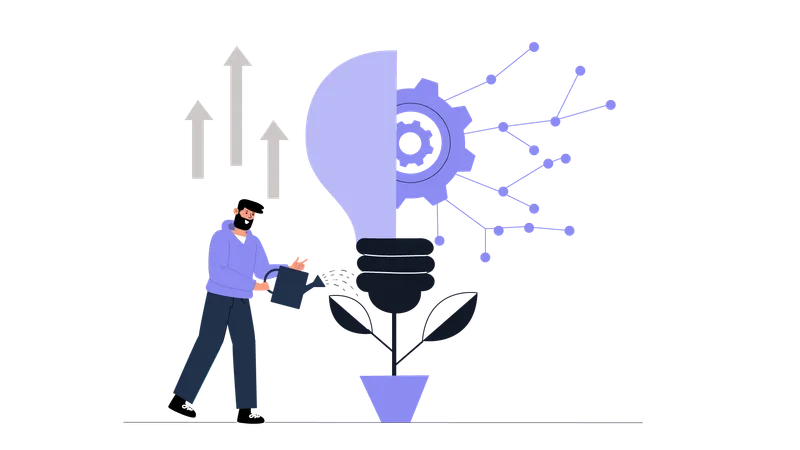 Geschäftsmann Bewässerung Geschäftsidee  Illustration