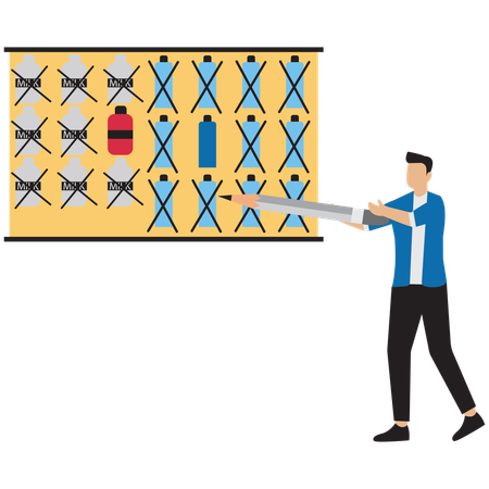 Geschäftsmann kontrolliert Geschäftsausgaben  Illustration