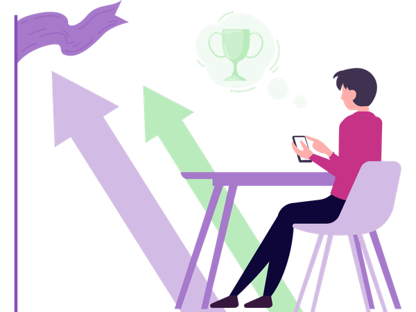 Geschäftsmann, der als Unternehmensleiter arbeitet  Illustration