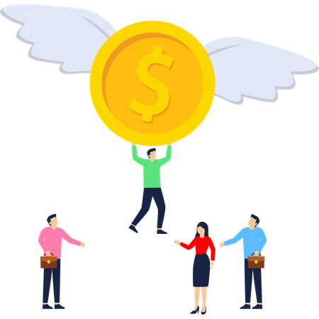 Geschäftsmann, der Geld verwaltet  Illustration