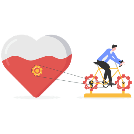 Geschäftsmann arbeitet hart für die Liebe  Illustration