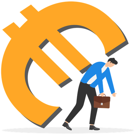 Geschäftsmann, der hart für Geld arbeitet  Illustration