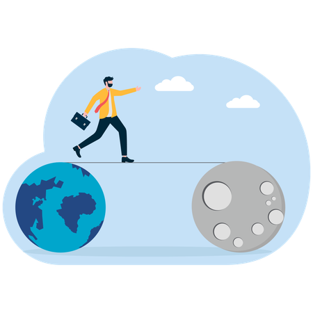 Geschäftsmann, der im globalen Geschäft arbeitet  Illustration