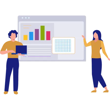 Geschäftsmann diskutiert Analyse  Illustration