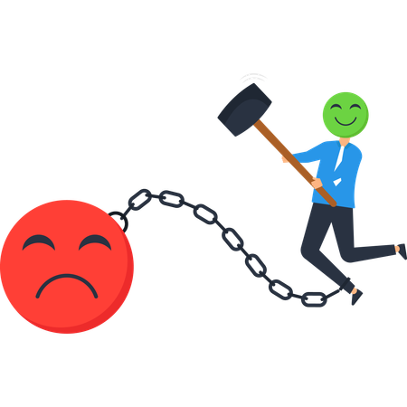 Geschäftsmann durchbricht Geschäftsemotionen  Illustration