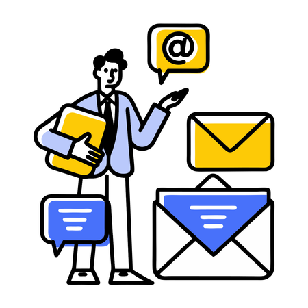 Geschäftsmann empfängt Geschäftsmails  Illustration