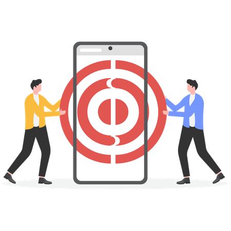 Geschäftsmann entfernt Ziel vom Handy  Illustration