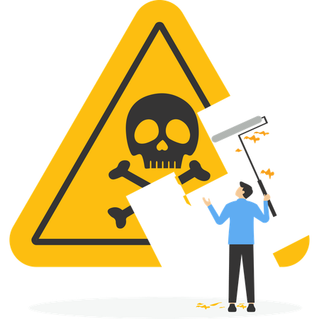 Geschäftsmann entfernt Warnschild mit Radiergummi  Illustration