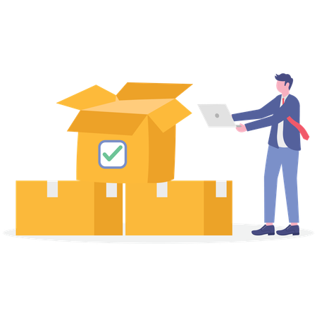 Geschäftsmann entsperrt Geschäftscheckliste  Illustration