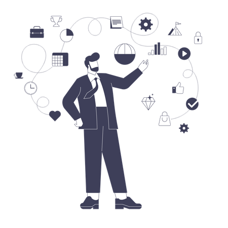 Geschäftsmann entwickelt Strategie  Illustration