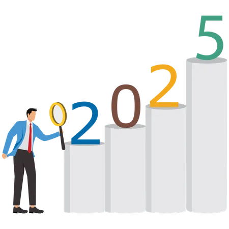 Geschäftsmann entwickelt Ziele für 2025  Illustration