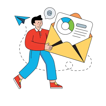 Geschäftsmann erhält Analytics-E-Mail  Illustration