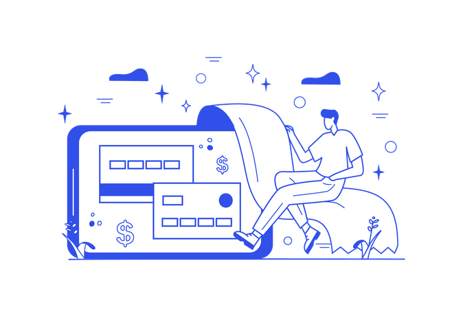 Geschäftsmann erhält elektronische Quittung  Illustration