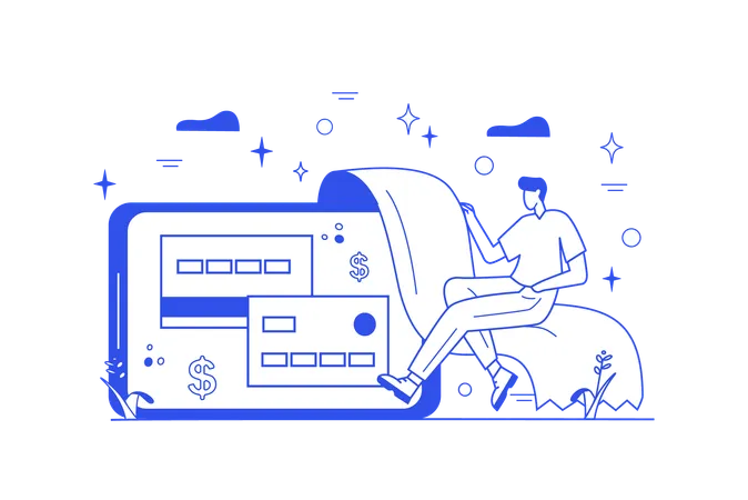 Geschäftsmann erhält elektronische Quittung  Illustration