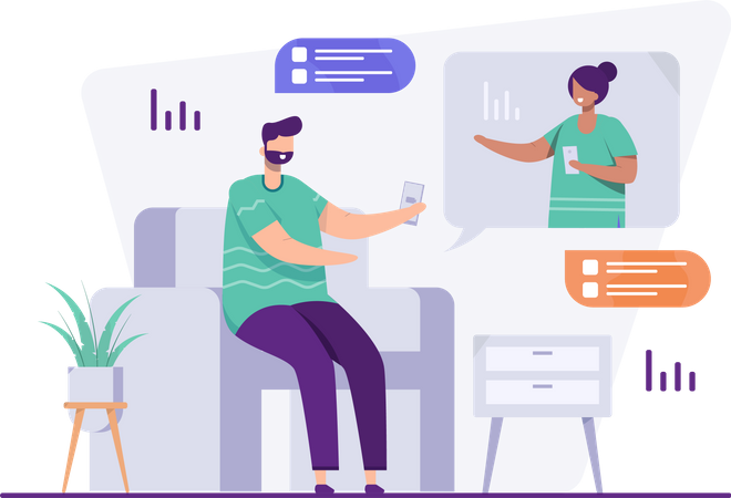 Geschäftsmann erhält Update zu Marketingdaten  Illustration