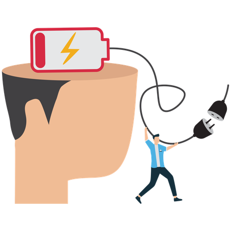 Geschäftsmann, der neue Energie tankt  Illustration