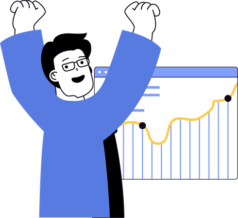 Geschäftsmann erklärt Geschäftsanalyseseite  Illustration