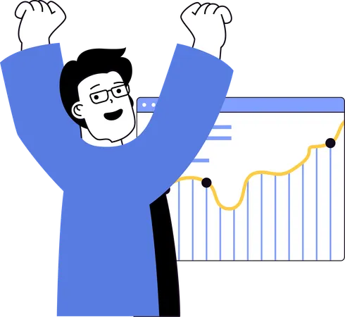 Geschäftsmann erklärt Geschäftsanalyseseite  Illustration