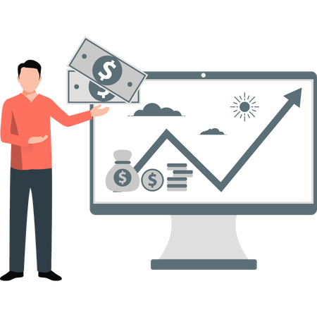 Geschäftsmann erklärt Investitionswachstum  Illustration