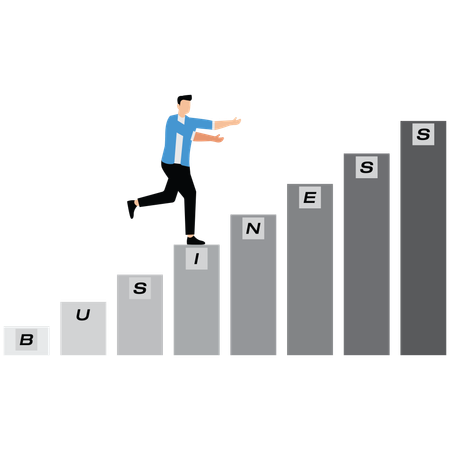 Geschäftsmann klettert Geschäftstreppe hinauf  Illustration