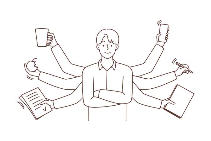 Geschäftsmann erledigt Multitasking  Illustration