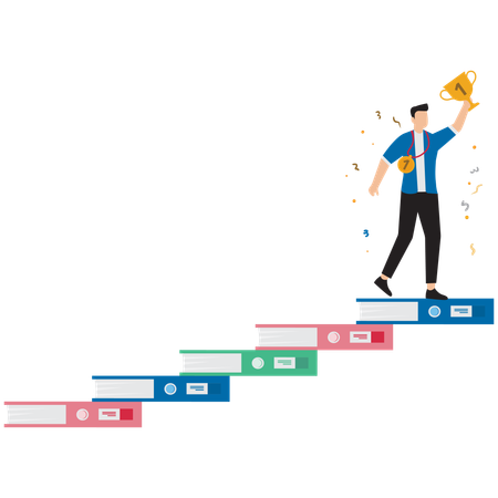 Geschäftsmann erreicht Business-Trophäe  Illustration