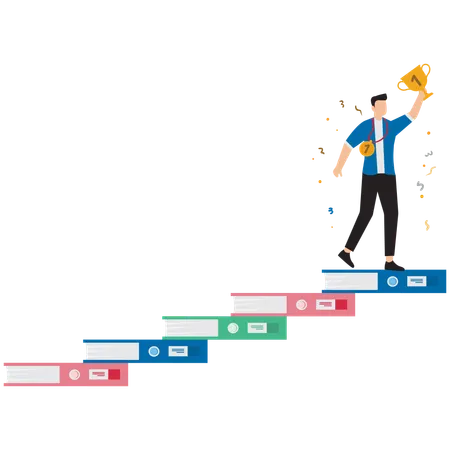 Geschäftsmann erreicht Business-Trophäe  Illustration