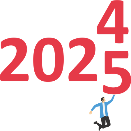 Geschäftsmann erreicht Erfolg im neuen Jahr 2025  Illustration