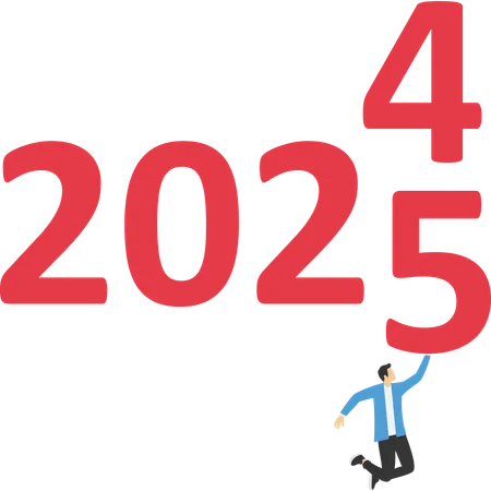 Geschäftsmann erreicht Erfolg im neuen Jahr 2025  Illustration