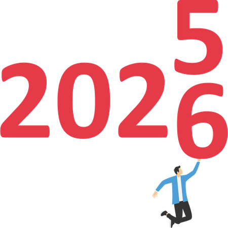 Geschäftsmann erreicht Erfolg im neuen Jahr 2026  Illustration