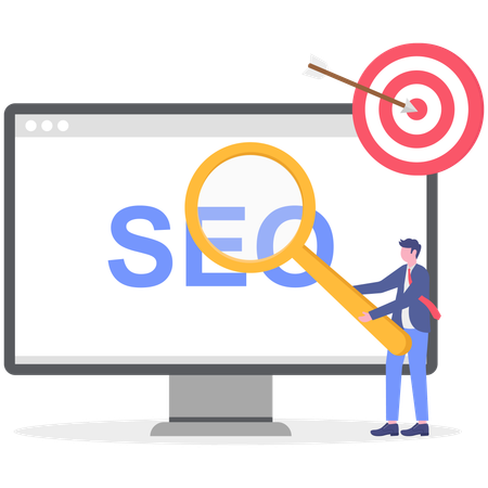 Geschäftsmann erreicht Ranking in SEO  Illustration